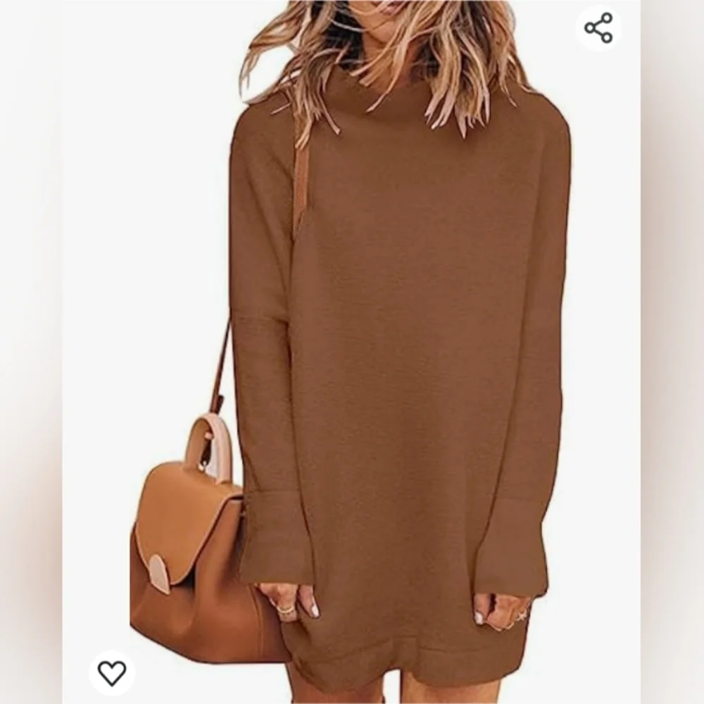 Cnkwei Long Sleeve Turtleneck Sweater Dress Large - Picture 2 of 6